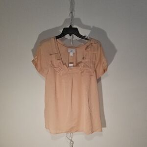 LOFT Flutter Sleeve Smocked Blouse in Pink (1200)